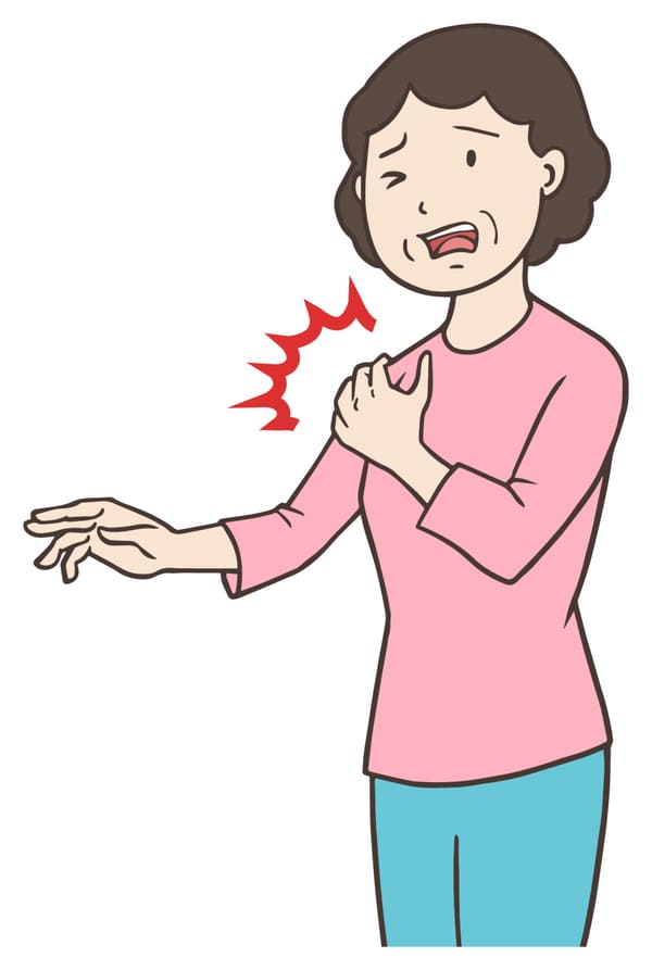 肩の痛い女性のイラスト